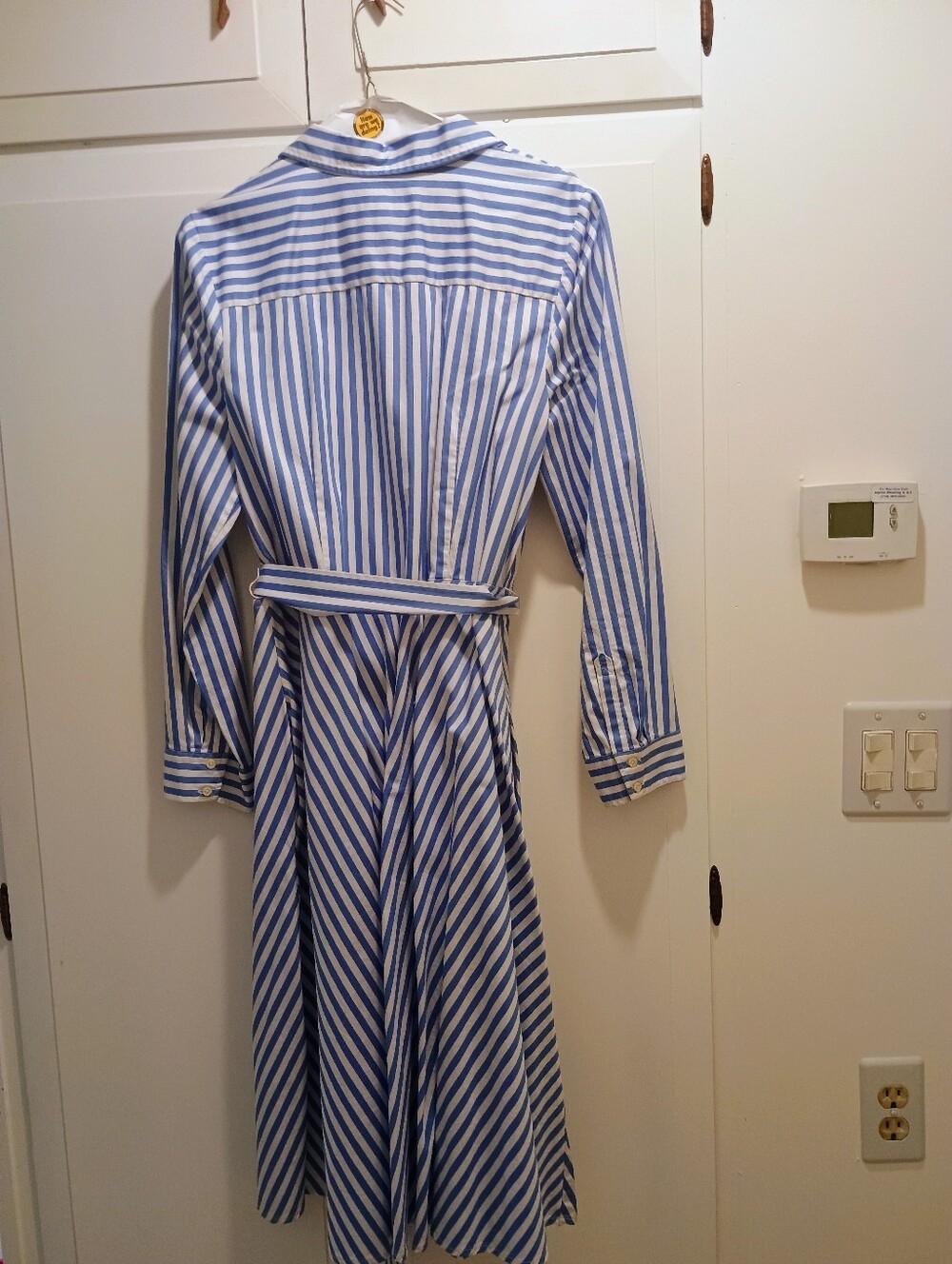 Talbots Coastal Blue and White Striped Button-Up Shirt Dress - Picture 4 of 6
